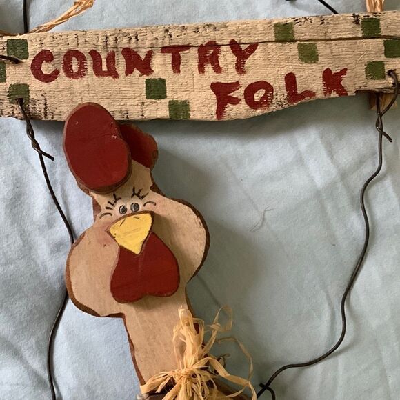 Rustic Vintage Wooden Country Folk Decor Chicken Rooster Handmade 36” long - Picture 1 of 11